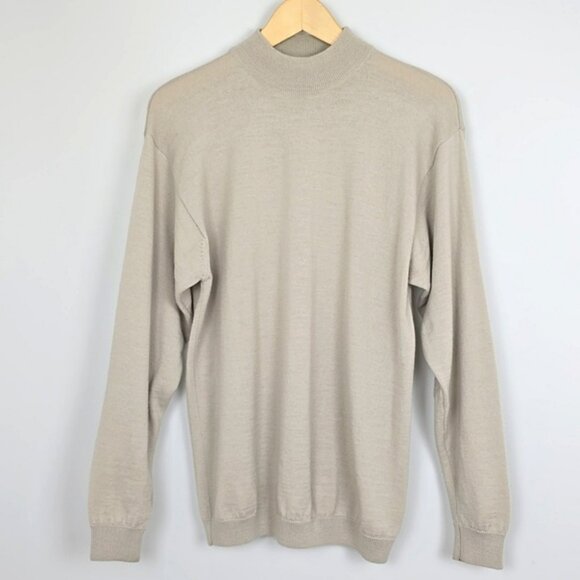 BELLISSIMO Moda Italia Men's Oatmeal Sweater Pullover Crew Neck Merino Wool Sz S - Picture 1 of 9